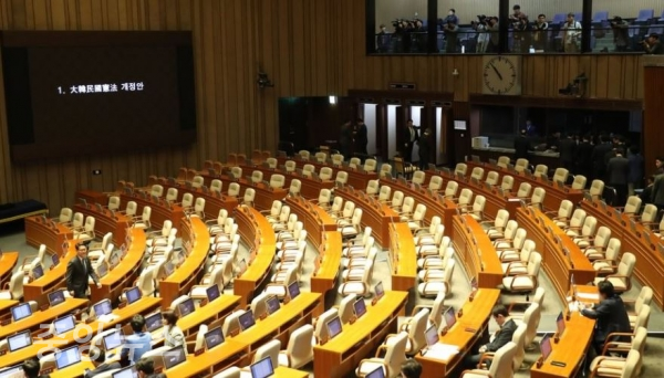 이날 본회의에 불참한 자유한국당 의원들. (사진=박효영 기자)