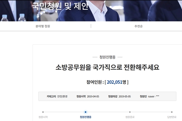 4월8일 14시50분 현재 청원이 20만명을 넘어섰다. (사진=청와대국민청원게시판 캡쳐)