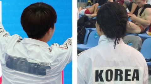 "2019 광주세계수영선수권대회"서 KOREA의 국가명이 새겨진 유니폼조차 없이 출전해 세계적 망신을 당했다.(사진=연합뉴스)