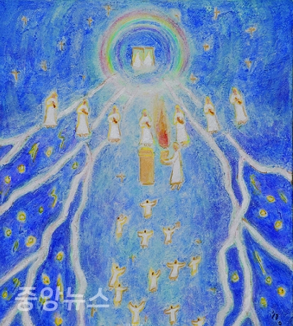 그림  : 이오성 . 2018_성도들의 기도_45.5 x 38 cm_acrylic on canvas