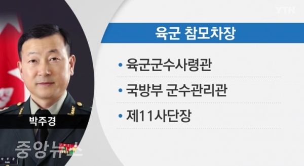 박주경 육군 참모차장은 국방부 군수관리관과 육군 군수사령관을 지냈다.