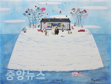 노충현, Cloud island┃61x61cm┃mixed media on canvas┃2012