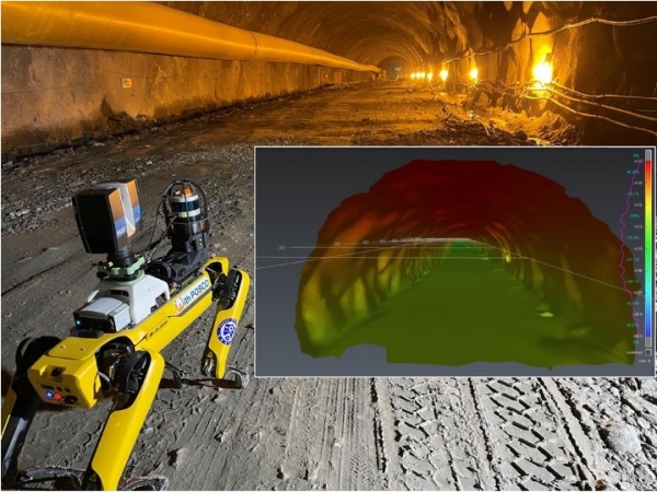 포스코건설은 최근 자율보행 로봇에 레이저로 지형을 측정하는 라이다(LiDAR)와 고성능 카메라를 탑재해 터널 내부의 시공 오류와 균열 등을 확인하는 작업에 활용하기로 했다고 13일 밝혔다. (사진=포스코건설)