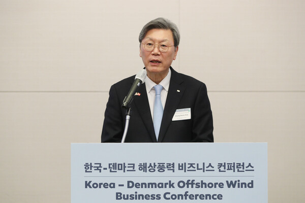 김창범 한국경제인협회 부회장이 6일 열린 ‘한-덴마크 녹색 산업 포럼’에 참석해 인사말을 하고 있다. (제공=한국경제인협회)