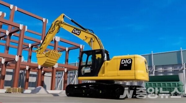 사진 이미지: 건설기계 사각지대에서 발생할 수 있는 깔림 사고 예방 영상.