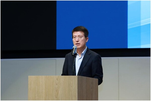 삼성물산 오세철 사장이 11일 사옥에서 열린 'AI의 날' 행사에서 환영사하는 모습.(사진=삼성물산 제공)